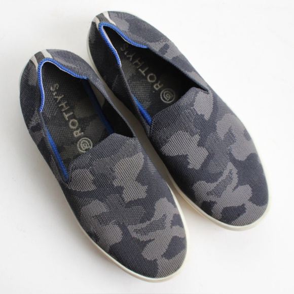Rothy’s The Original Slip-On Gray Blue Camo Print Sneakers Women's Size 7.5 - Picture 2 of 7